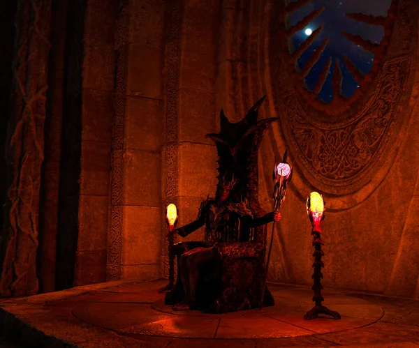 Vampire Crypt Sitting Throne Rendering — Stock Photo, Image