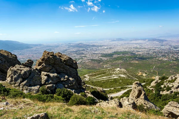 View Mountain Peak Penteli Great Views City Athens Attica Greece — Stock Photo, Image