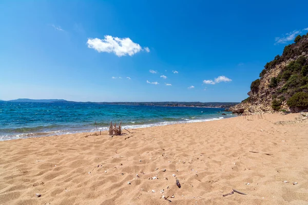 Eenzaam Zandstrand Messinia Griekenland — Stockfoto