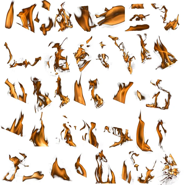 beyaz zemin üzerinde birden fazla izole alevler