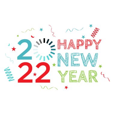Yeni yılın kutlu olsun 2022 tasarım vektörü yükleniyor. Arka plan vektör tasarımı imag yüklenirken mutlu yeni 2022 yılı