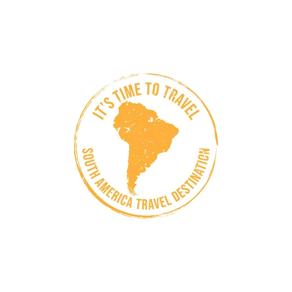 Kauçuk Damgalı Grunge Pulunun Içinde Güney Amerika Nın Seyahat Güzergahı — Stok Vektör