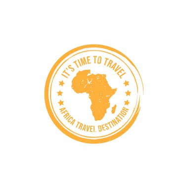 Grunge rubber stamp with the text Africa icon map travel destination written inside the stamp. Time to travel. Asia travel destination grunge rubber stamp vector