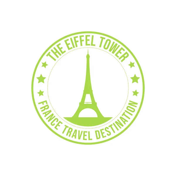 Sello Goma Con Texto Torre Eiffel Destino Viaje Escrito Dentro — Vector de stock