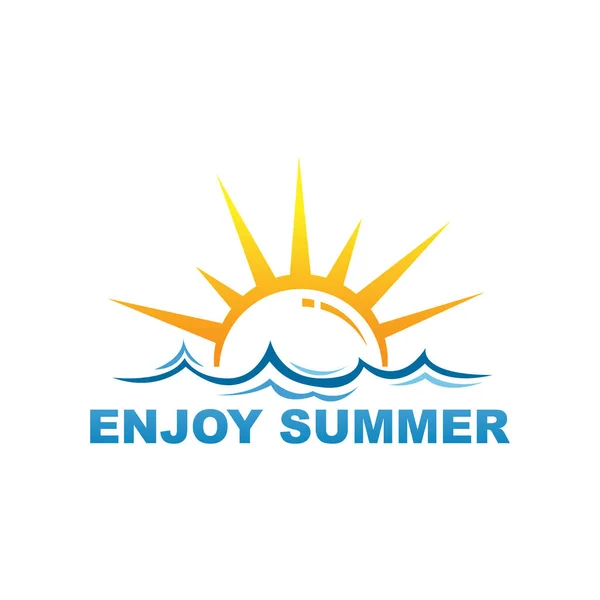 Enjoy Summer Summer Logo Icon Set Vector Design Illustration Beach — Image vectorielle