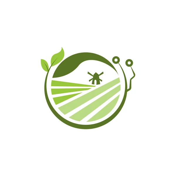 Modern Farms Technology Logo Design Inspiration Technology Agriculture Logo Vector — Stok Vektör