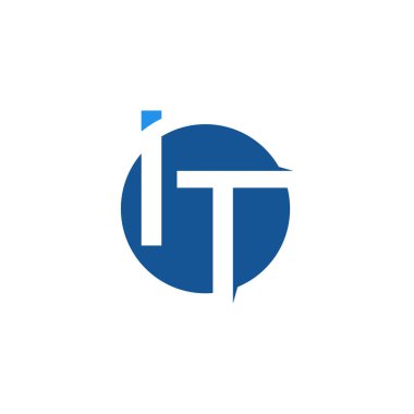 Initial IT letter typography technology logo vector design. Creative initial letter IT with negative space style inside of circle shape