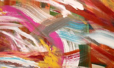 Parlak fırça darbeleri soyut arkaplan, fırça dokusu, tuval üzerinde akrilik boya parçası.
