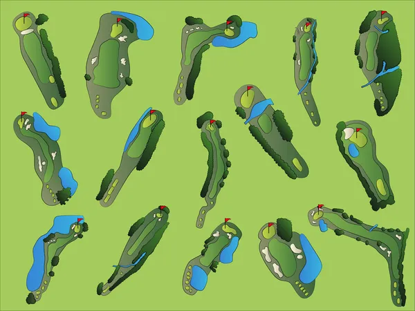 Diseño de hoyos de golf — Archivo Imágenes Vectoriales