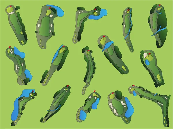 Diseño de hoyos de golf Vectores de stock libres de derechos