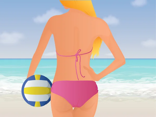 Voleibol de playa para mujer — Vector de stock