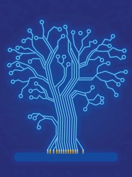 Árbol de tecnología azul — Vector de stock