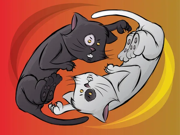 Yin yang katten — Stockvector