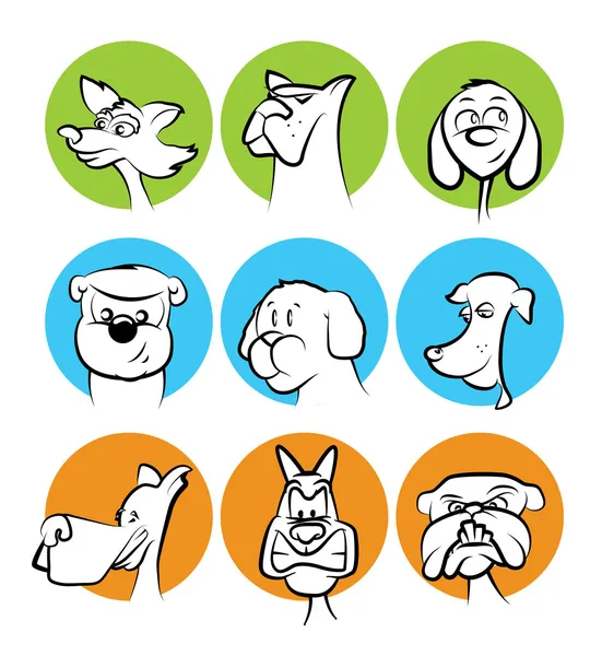 Colección de caras de perro — Vector de stock