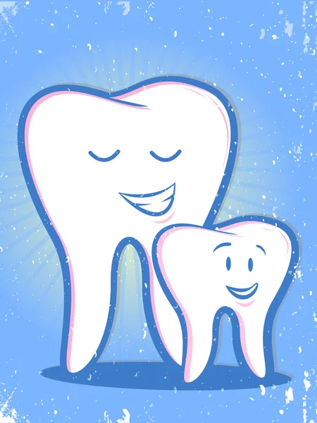 复古的牙齿家庭卡通 — 图库矢量图片