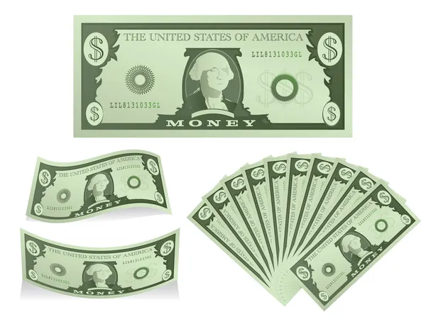 Conjunto de iconos de dólar Bill Vectores de stock libres de derechos