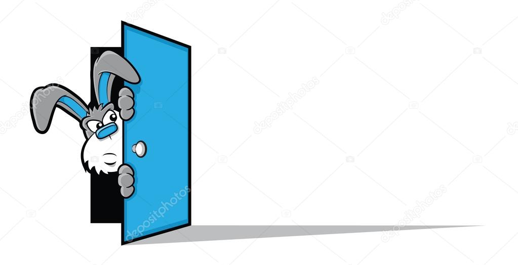 Cartoon Rabbit Opening A Door Stock Vector Image by ©gleighly 44910295