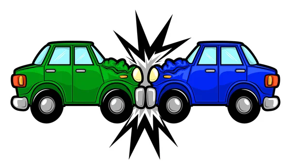 Caricatura accidente de coche — Vector de stock