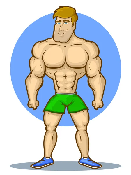 Bodybuilder Cartoon Character — Stock Vector