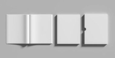 Slipcase book mock up isolated on white background. 3D illustration. 