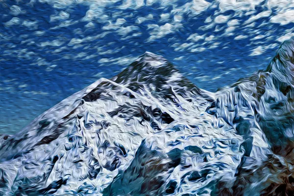 ヒマラヤのエベレスト山の氷河と急な崖のビュー ネパールでは世界最大の山脈である 油絵具フィルター — ストック写真