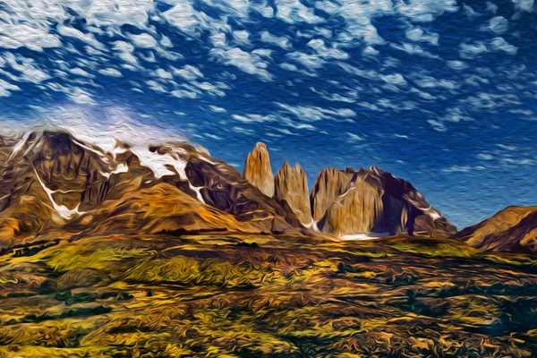 Ορεινό Τοπίο Χιονισμένες Κορυφές Στο Εθνικό Πάρκο Torres Del Paine — Φωτογραφία Αρχείου