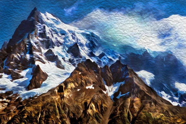 Krajobraz Górski Śnieżnymi Szczytami Parku Narodowym Torres Del Paine Region — Zdjęcie stockowe