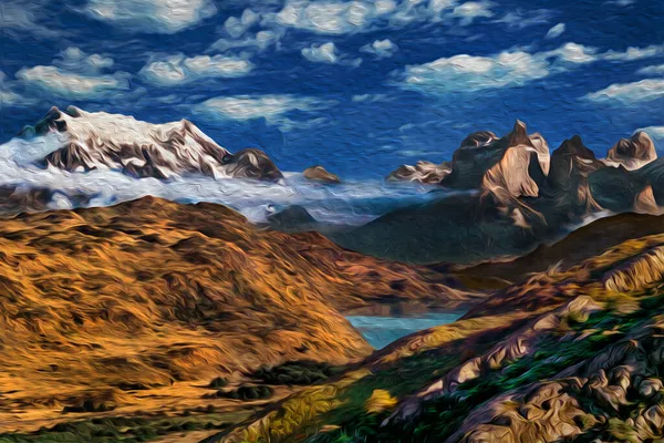 Krajobraz Górski Kryształowym Jeziorem Parku Narodowym Torres Del Paine Region — Zdjęcie stockowe