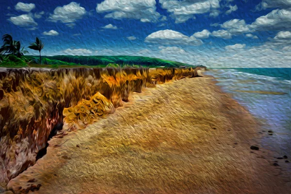 Paisaje Hermosos Acantilados Junto Mar Día Soleado Playa Tropical Itaunas —  Fotos de Stock