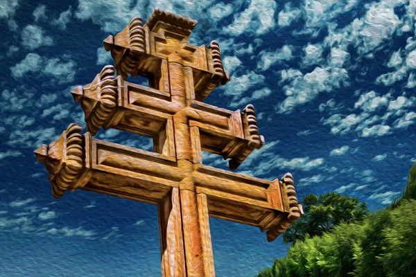 Папский Крест Тройной Крест Высеченный Камне Стиле Барокко Уро Прето — стоковое фото