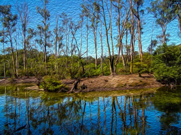 Árboles Bosque Ribereño Junto Río Parque Tiete Cerca Sao Paulo — Foto de Stock