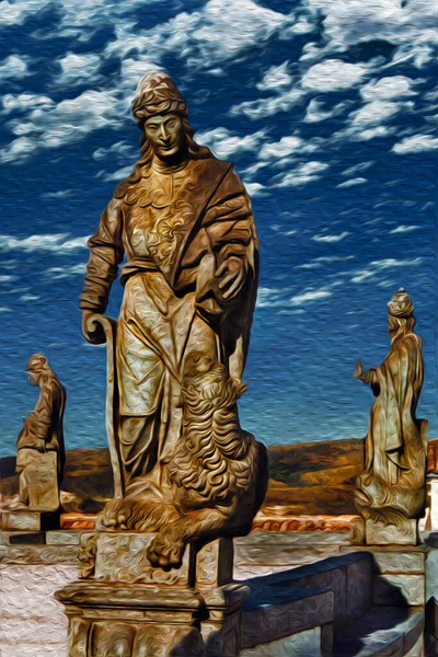 Posągi Stylu Barokowym Rzeźbione Przez Aleijadinho Sanktuarium Bom Jesus Matosinhos — Zdjęcie stockowe