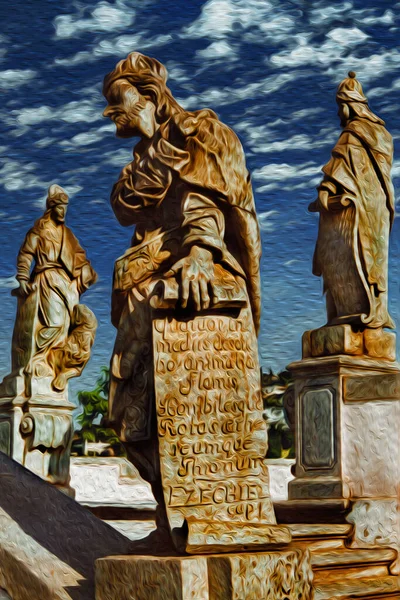 Posągi Stylu Barokowym Rzeźbione Przez Aleijadinho Sanktuarium Bom Jesus Matosinhos — Zdjęcie stockowe