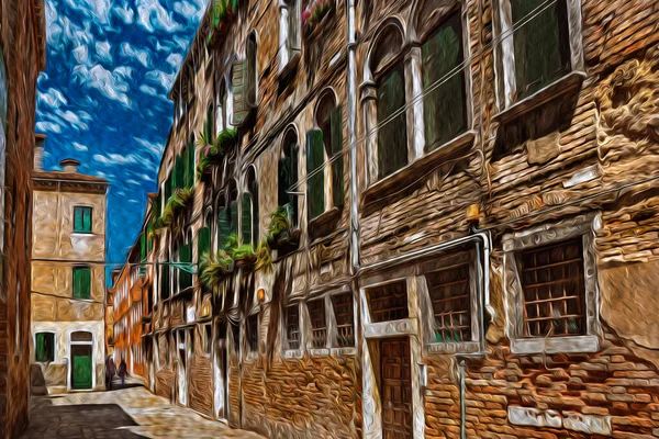 Antiguos Edificios Desgastados Callejón Centro Venecia Histórica Increíble Ciudad Marina — Foto de Stock