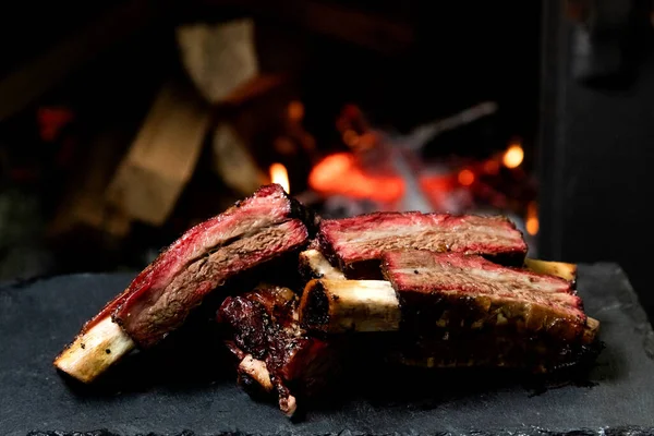 Homemade Smoked Smoked Ribs Ready Eat — Stock Photo, Image