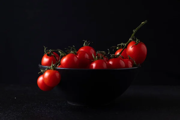 Cherry Tomatoes Plate Dark Background — 스톡 사진