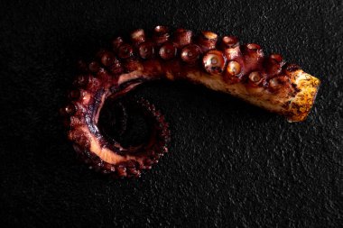 Koyu arkaplanda ızgara ahtapot falanks