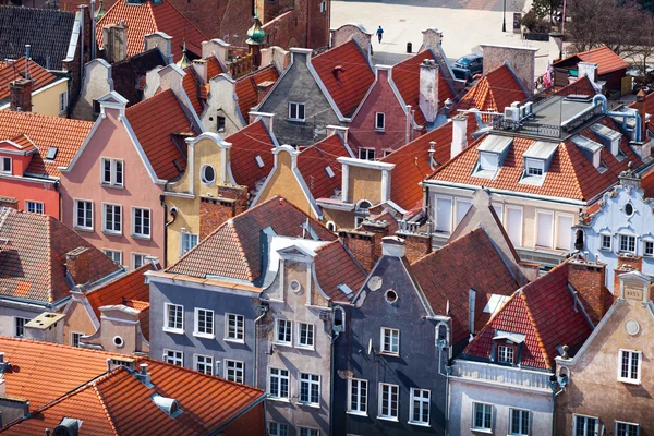 Aerial view of old town in Gdansk. — Stock Photo, Image