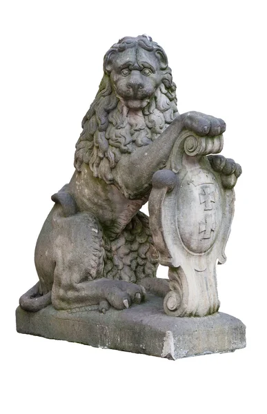 Wappen von Danzig, gehalten von einem Löwen - weißer Hintergrund — Stockfoto