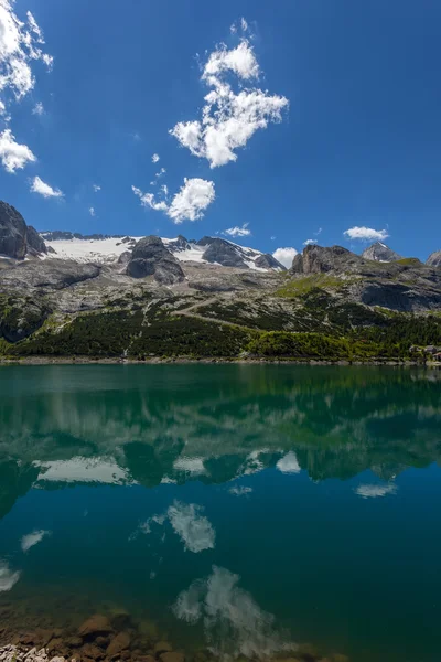 Lake in the mountains - Fedaia pass - Dolomites — Stock Photo, Image