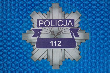 Reflective sticker on the Polish police car clipart