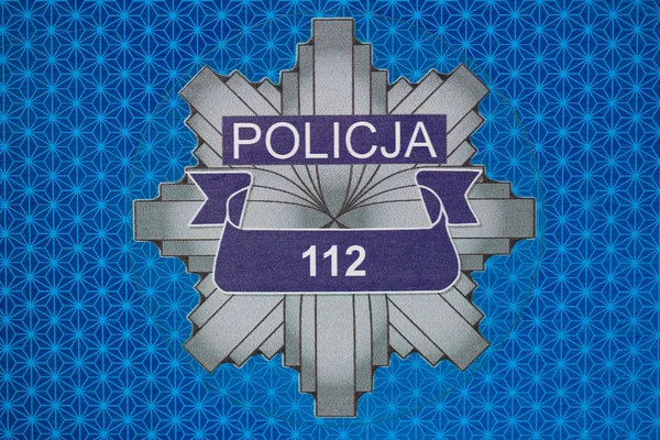 Adesivo reflexivo no carro de polícia polonês — Fotografia de Stock
