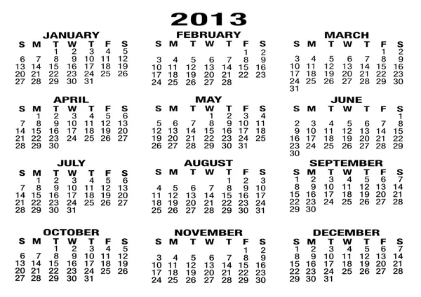2013 年カレンダー — ストック写真