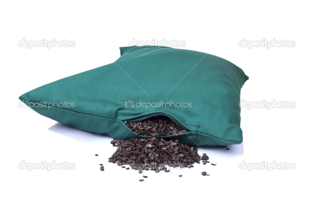 pillow with organic buckwheat hulls
