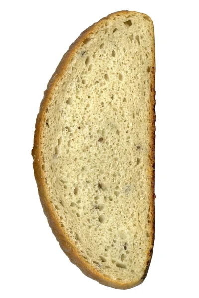 Kahverengi ekmek dilimi beyaz arkaplanda izole — Stok fotoğraf