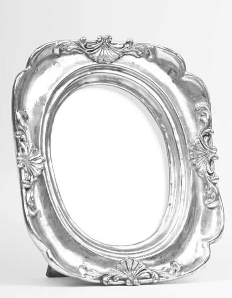 Oval silver picture frame — Stock Photo, Image