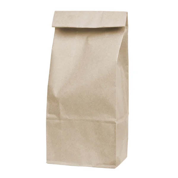 Disposable paper bag isolated on white background — Stock Photo, Image