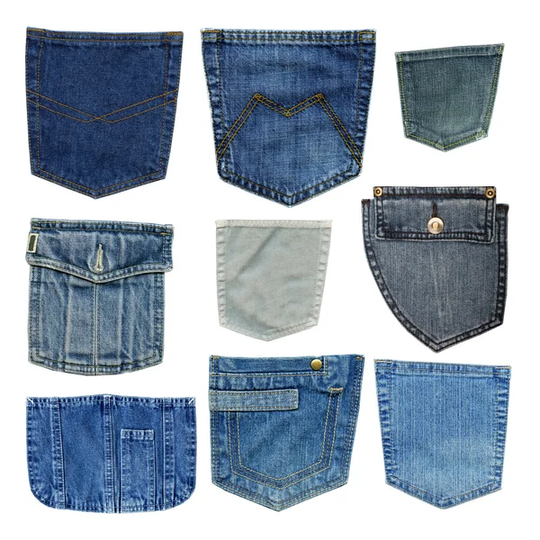 Blue jeans pockets isolated on white background Stock Image