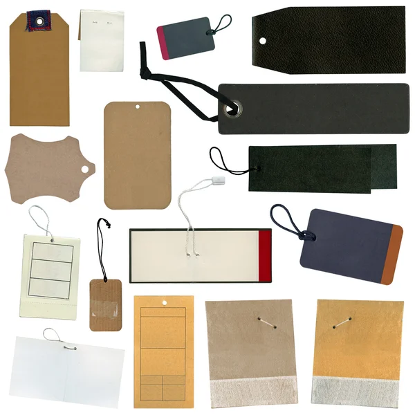 Set of various grungy aged paper tags — Stock Photo, Image