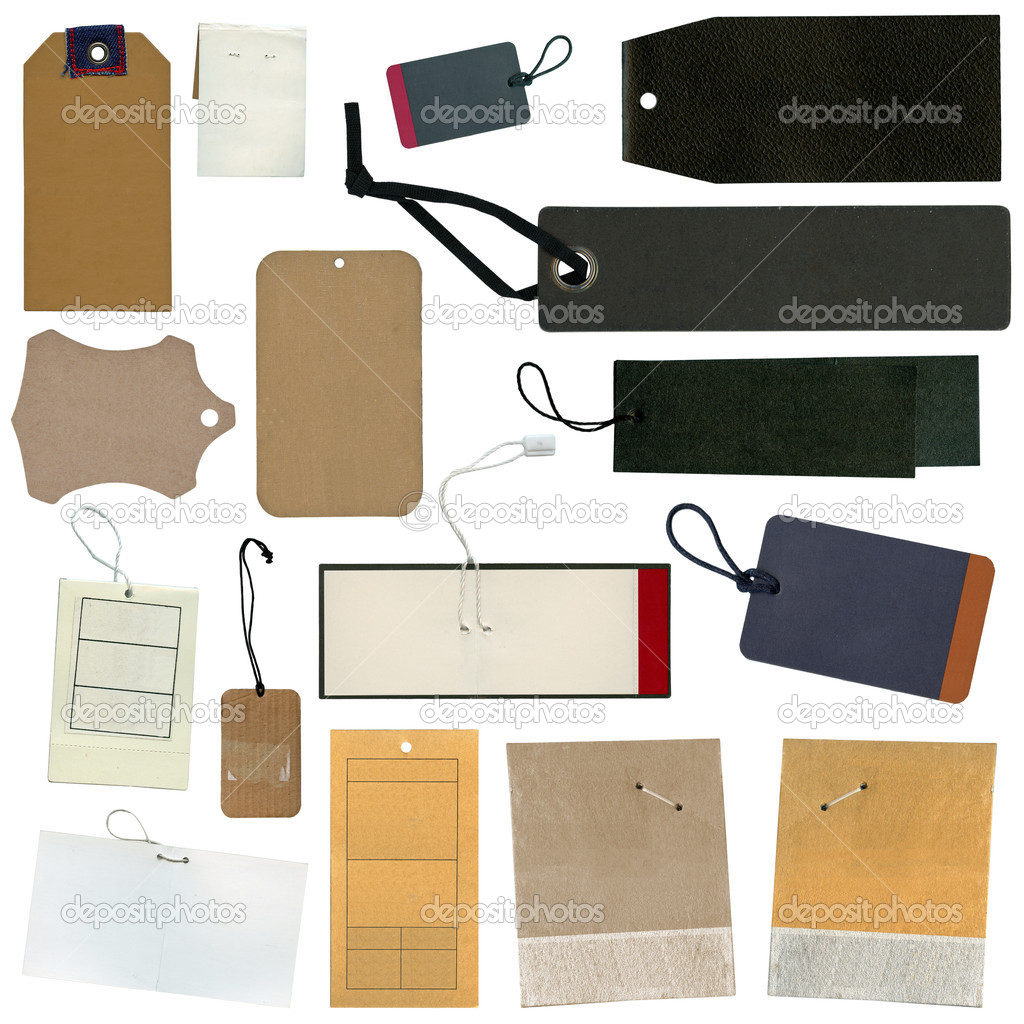 Set of various grungy aged paper tags
